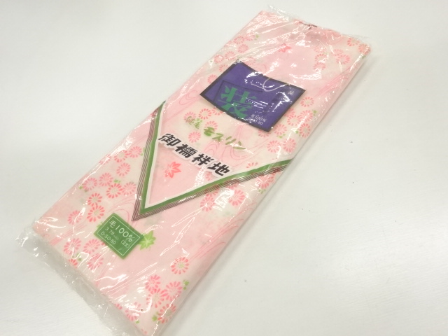 JAPANESE KIMONO / ANTIQUE BOLT FOR JUBAN / MUSLIN / STREAM & FLOWERS